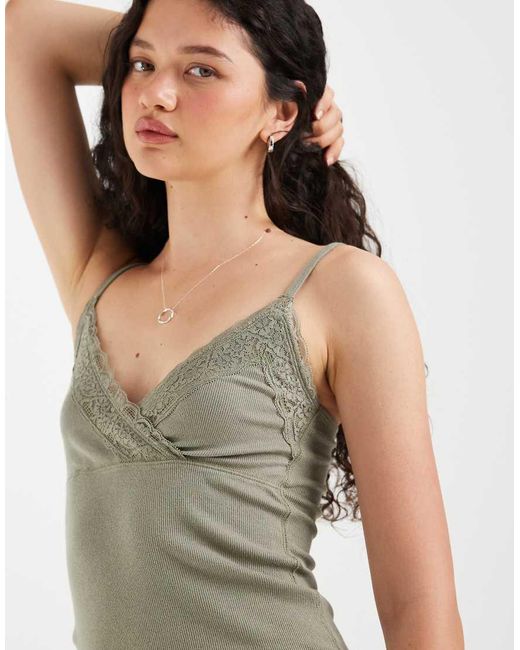 Hollister Green Lace Trim Cami