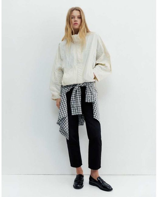 Pull&Bear Gray Cropped Jacket With High Neck