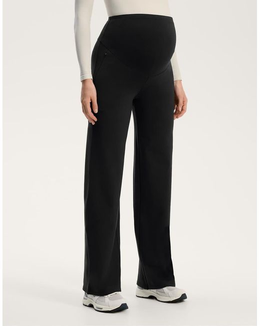 Oysho Black Straight-Leg Warm Maternity Trousers