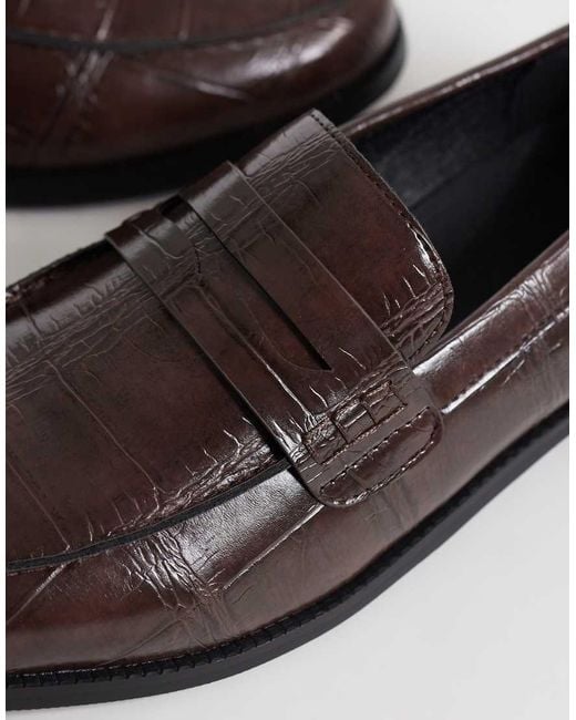 SEQWL Brown Hero Croc Detail Loafers for men