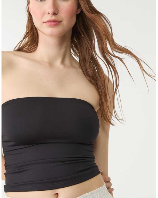 Stradivarius Black Polyamide Bandeau Top