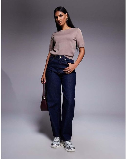 River Island Purple Crew Neck Knitted Tee