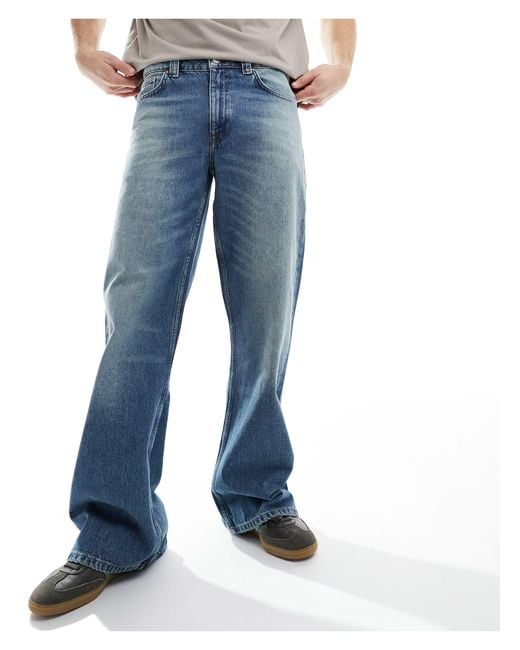 ASOS Blue Wide Flare Jeans for men