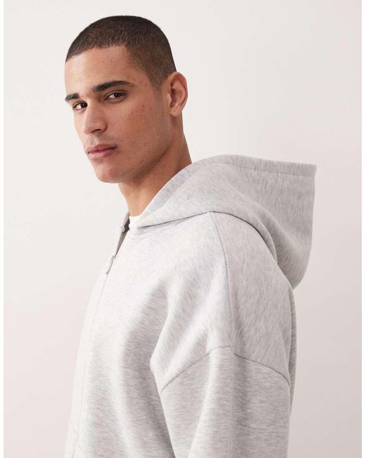 ASOS Gray Extreme Oversized Hoodie With Fixed Hem for men