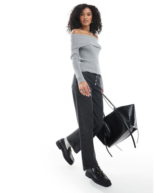ONLY Gray – schulterfreier strickpullover