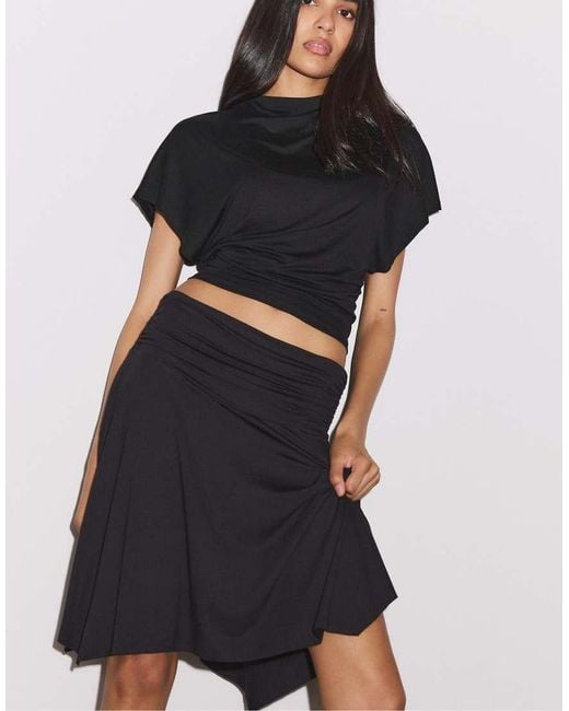 Stradivarius Blue Peaked Midi Skirt