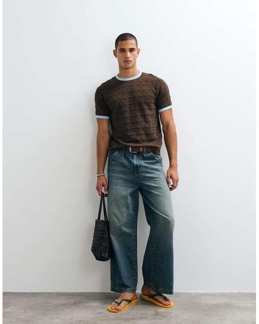 ASOS Zware Regular Ringer T-Shirt in het Brown voor heren