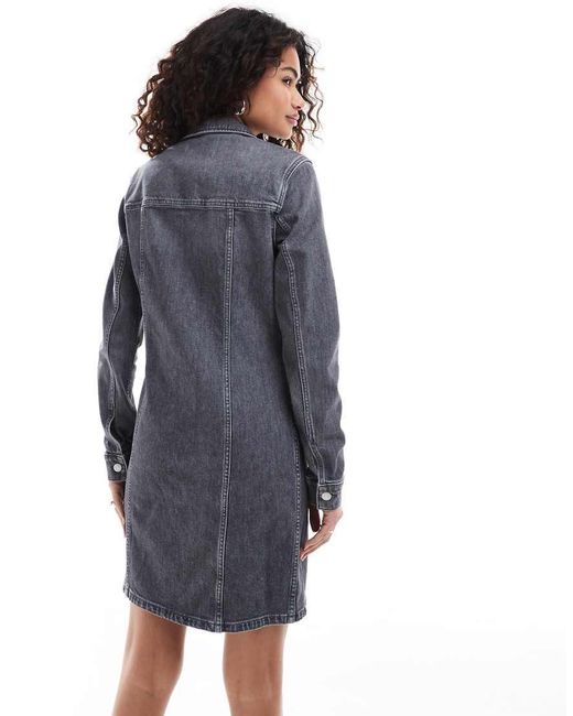Calvin Klein Blue Zip Through Denim Mini Dress