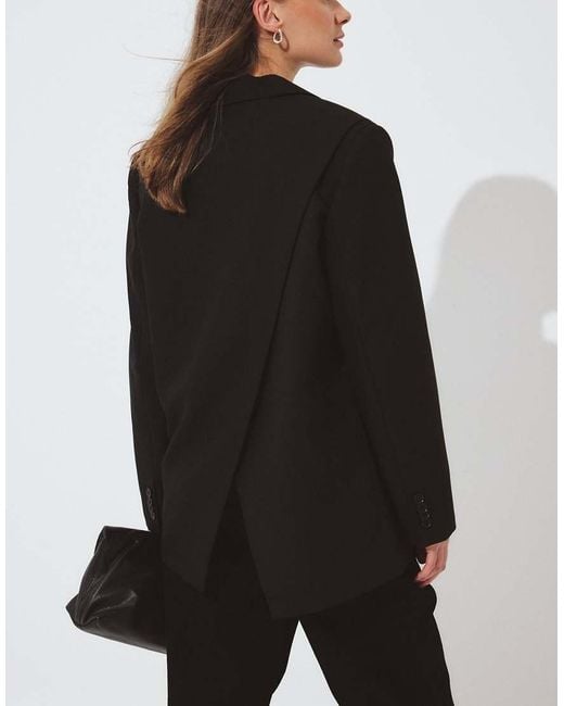 NA-KD Black Oversized Open Back Blazer