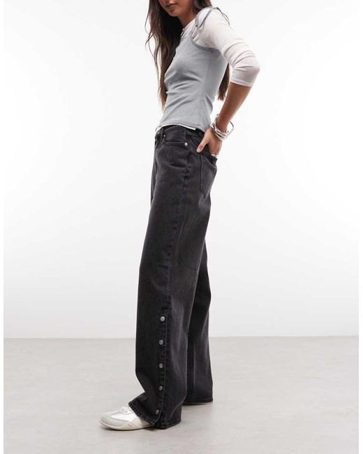 Obey Black Penelope Side Snap Button Up Denim Jeans