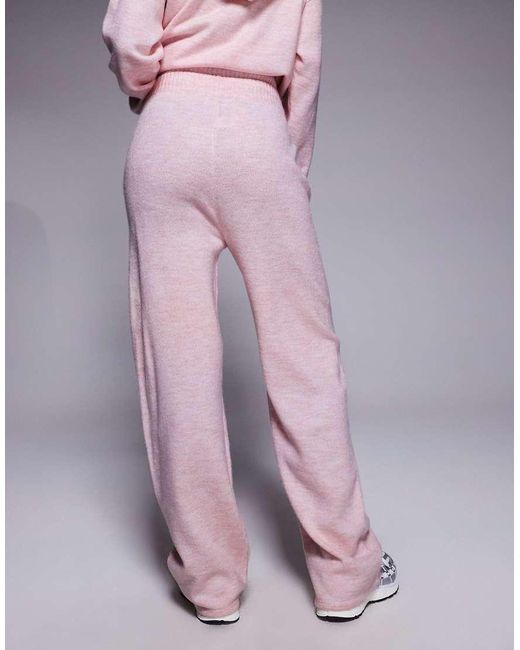 ASOS Purple Weekend Collective Knitted Wide Leg Trackies With Varsity Graphic
