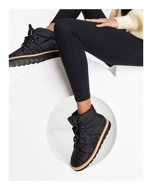 ASOS Archie Padded Lace Up Boots in Black | Lyst