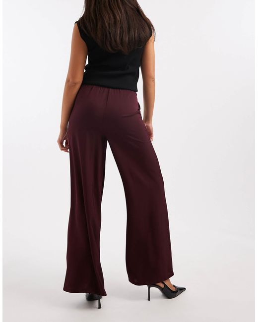 New Look Red Satin Wide Leg Trousers