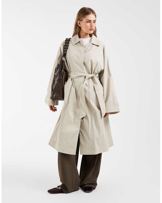 & Other Stories Natural Cotton Maxi Car Coat With Belt