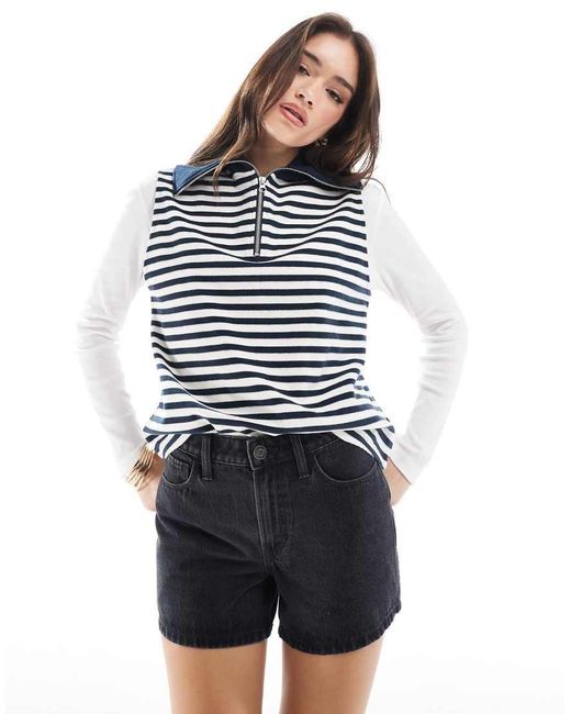 Hollister Ruimvallende Denim Short Met Hoge Taille in het Blue