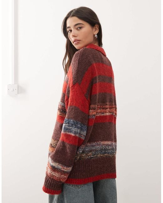 Reclaimed (vintage) Red – gestreifter unisex-strickpullover