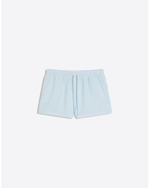 Bershka Blue Rustic Shorts With Elasticated Waist