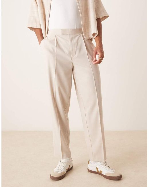 ASOS Nette Broek Met Wijde Pijpen in het Natural voor heren