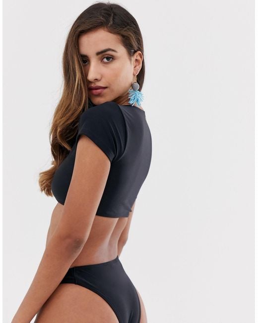 cap sleeve bikini crop top