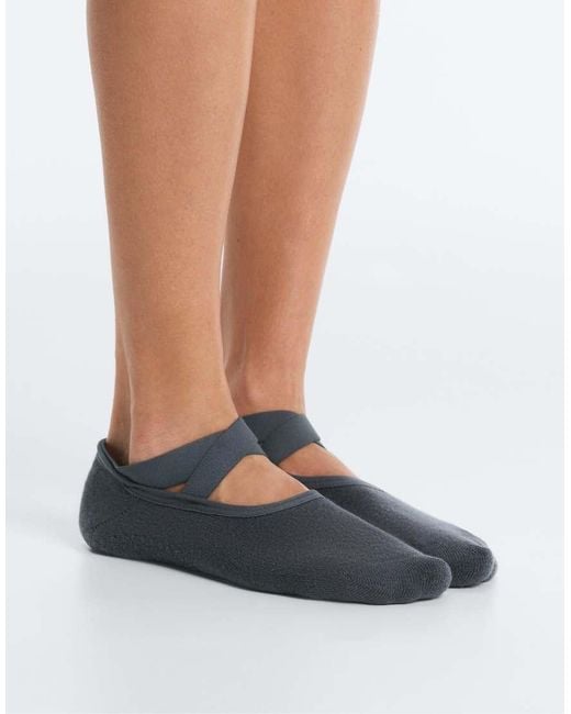 Oysho Pink 2 Pairs Of Padded Cotton Blend Yoga And Pilates Socks With Crossover Straps
