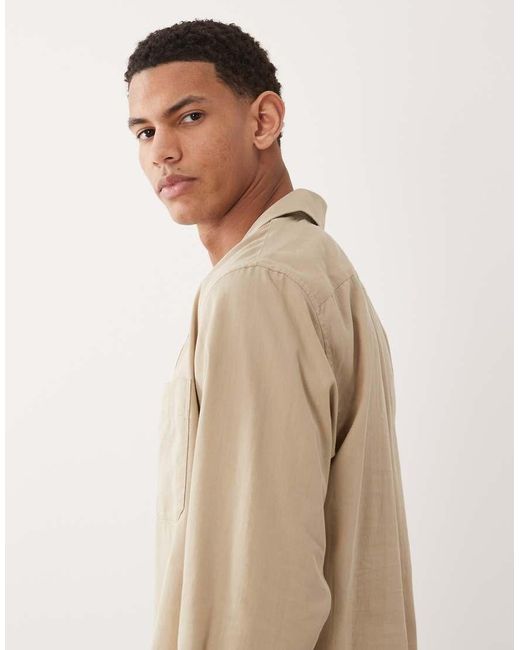 Mango Natural Cotton Mix Button Up Lightweight Shacket for men