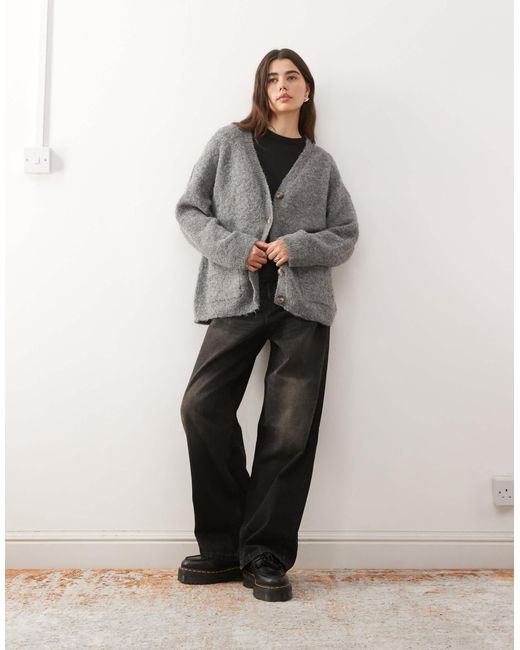 Noisy May Gray Oversized Knitted Cardigan