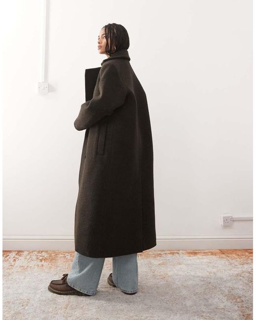 Weekday Brown Premium Wool Blend Double Breasted Coat