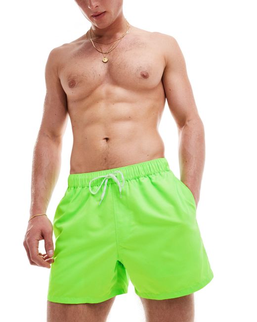 Pantaloncini da bagno corti fluo di ASOS in Green da Uomo