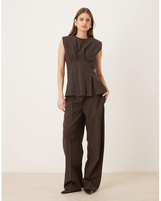 Wanderdoll Brown Blythe Tailored Cinch Waist Peplum Shirt Co-Ord
