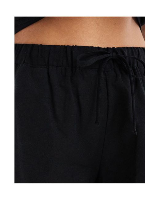 Monki Black – leinen-shorts