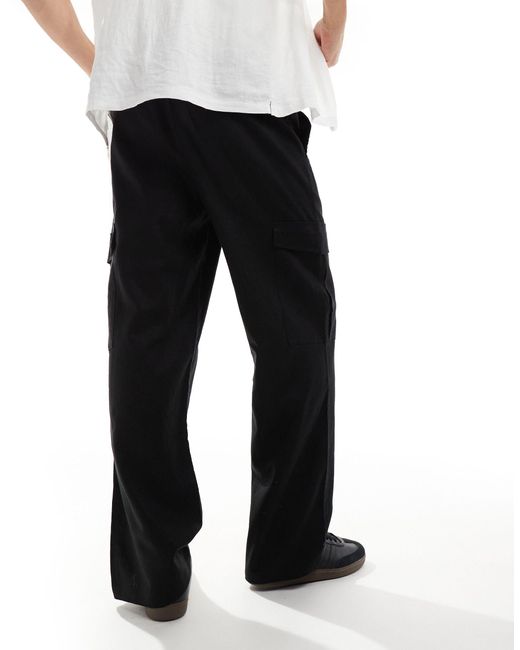 Pantalon cargo ample en lin mélangé ADPT pour homme en coloris Black