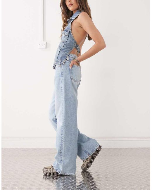 Weekday Blue Imoo Low Waist Wide Leg Jeans
