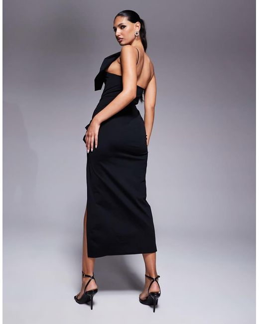 ASOS Blue Structured Manipulated Fold Midi Dress