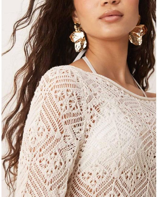 ASOS Natural Crochet Knitted Playsuit