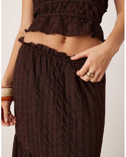 ASOS Brown Co-Ord Textured Tiered Maxi Skirt