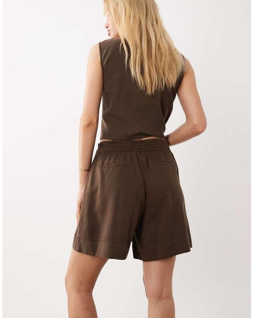 Vila Brown Tie Waist Loose Shorts Co-ord