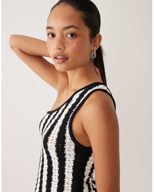 ASOS Black Slub Stripe One Shoulder Top Co-Ord