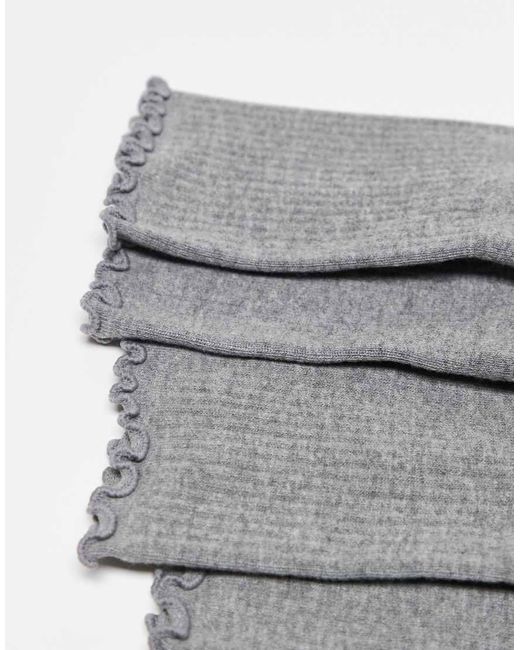 4505 Gray 2 Pack Non Slip Grip Lettuce Edge Pilates Crew Socks