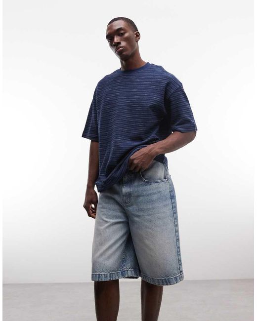ASOS Blue Loose Denim Jorts for men
