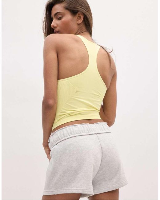 Stradivarius Yellow Seamless Square Neck Top