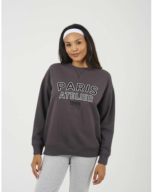 Brave Soul Gray Crew Neck Embroidered Sweatshirt
