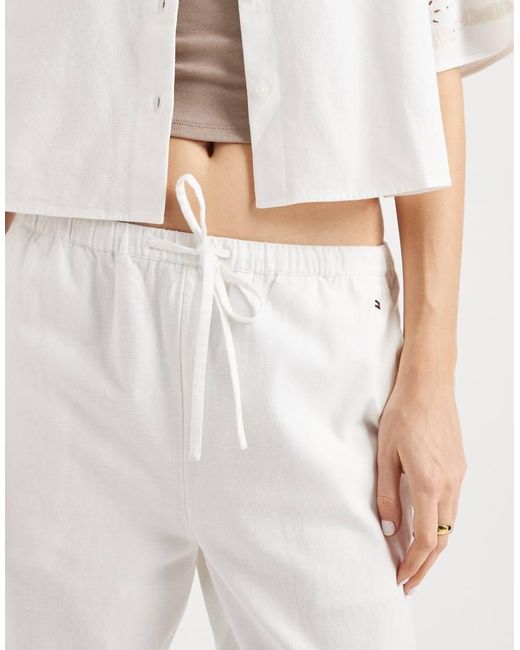 Tommy Hilfiger White Linen Trousers Co-Ord With Broderie Detail