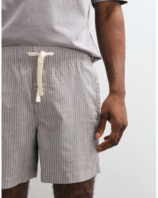 Hollister White Cotton Linen Mix Pull On Shorts for men