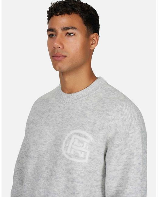 Good For Nothing Gray Knitted Crew Neck Sweatshirt for men