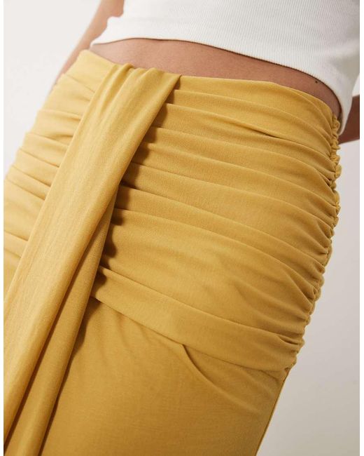 ASOS Natural Drape Detail Gathered Maxi Skirt