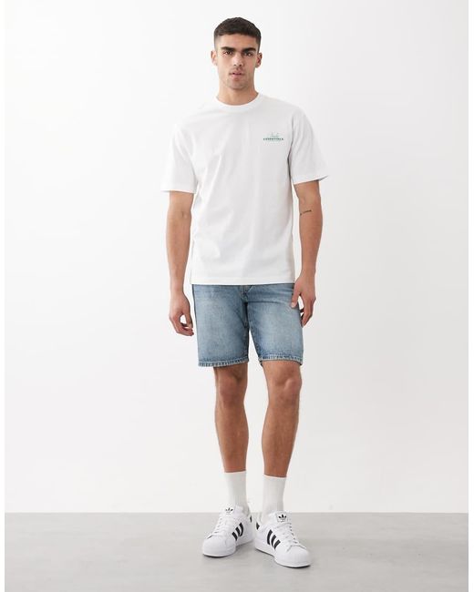 Only & Sons Green Relaxed Fit T-shirt With Coffee Shop Back Print for men