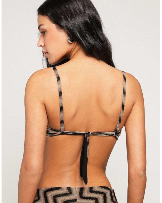 Tezenis Black Chevron Shine Push-Up Padded Bikini Top