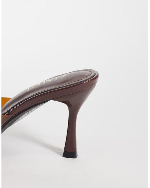 SIMMI Brown Simmi London Santo Wide Fit Heeled Mule Sandals