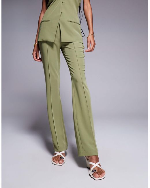 Pantalon évasé ajusté d'ensemble - olive ASOS en coloris Green
