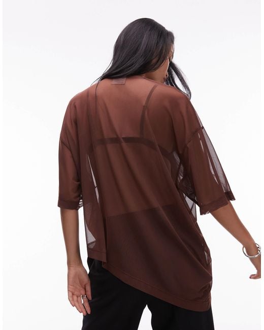 ASOS Brown Waterfall Boxy Mesh Tee